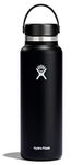 HYDRO FLASK - Water Bottle 1180 ml (40 oz) - Vacuum Insulated Stainless Steel Water Bottle with Leak Proof Flex Cap and Powder Coat - BPA-Free - Wide Mouth - Black