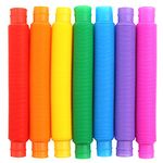 FINGOOO 7 Pieces Jumbo Pop Toobs Fidget Toys,Pop Tubes Sensory Toys for Kids Adults DIY Decompression ADHD Autism