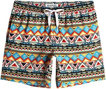 maamgic Mens 7" Stretch Swim Trunks Quick Dry Mesh Lining Swimwear Bathing Suits Funny Small
