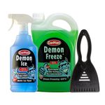 CarPlan Demon Freeze, De-Icing Screenwash, 2.5 Litres (Pack of 1), CarPlan Demon Ice, Ice Preventer and De-Icer, 1 Litre (Pack of 1) & CarPlan Ice Scraper