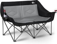 Bolosy 2 Person Camping Chair Camping Loveseat Oversized Double Folding Camping Chair Heavy Duty Camp Couch Love Seat Camping Chair Padded Camping Chair Lawn Chair for Adult - Support 650 lbs - Black