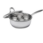 Lagostina Ambiente 20cm Saucepan with Egg Poacher Insert, 2L - High-Quality 18/10 Stainless Steel, Capsule Base for Quick Heat, Riveted Durable Handle