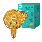 AMDTU Large Globe Light Bulb, Amber Big Light Bulb, Champagne Diamond Shape LED Edison Light Bulbs,2200k Warm Light 4W Dimmable Decorative Light Bulb for Living Room,Bedroom,Lamps, Chandelier,1 Pack