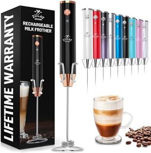 Zulay Kitchen Lux Rechargeable Milk Frother Handheld - Powerful 2-Speed Motor, Fully Waterproof, 2000mAh Battery - Drink Mixer For Latte, Cappuccino, Matcha, Protein Powder - Black Copper