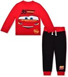 Disney Cars Boys’ Long Sleeve Shirt and Jogger Pants Set for Toddler and Little Kids