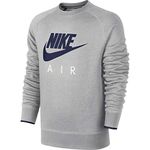 Nike Men's Aw77 Flc Crew-Air Heritag Long Sleeve Top, Dark Grey Heather/Obsidian, Large