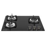 Faber Hob 3 Burner | Auto-Ignition | Spillage Proof | HOB SUPERIA HT653 BR AI |Concealed Chamber|Metal Knobs|Pan Support |Black Glass Finish|5 Yr Warranty on Burner,Glass & 1 Yr comprehensive by Faber