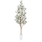 Artificial Olive Tree,6FT Tall Fake Olive Trees with White Planter,Faux Potted Olive Silk Tree with Natural Wood Trunk and Realistic Leaves for Home Office Living Room Indoor Decor