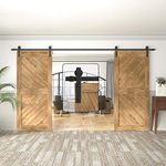 WINSOON 11FT Barn Door Hardware Kit, Heavy Duty Double Sliding Barn Door Hardware Rail Roller Kit - Carbon Steel Track - Slide Smoothly & Quietly - Easy to Install