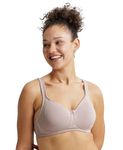 Jockey ES24 Women's Wirefree Non Padded Super Combed Cotton Elastane Stretch Full Coverage Plus Size Bra with Side Panel Support and Plush Lining Cup_Mocha_34D