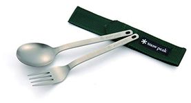 Snow Peak Fork and Spoon Set, SCT-002, Japanese Titanium, Ultralight, Compact for Camping, Backpacking, Daily Use, Made in Japan, Lifetime Product Guarantee, Silver, One Size