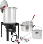 GarveeLife Turkey Fryer Set, 30 Qt Turkey & 10 Qt Fish Fryer Boiler Steamer, 54,000 BTU Output Burner, Thermometer, Turkey Rack & Lifting Hook, Versatile Turkey Fryer for Camping, Outdoor Parties