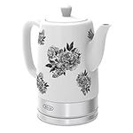 BELLA Electric Kettle and Tea Pot, Ceramic Water Heater with Detachable Swivel Base, Auto Shut Off and Boil Dry Protection, 1.5 Liter, Black Floral