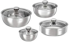 Amazon Brand - Solimo STAINLESS STEEL DOUBLE WALLED INSULATED SERVING BOWLS AND ROTI SERVER (SET OF 3 SERVING BOWLS 500 ML/900 ML/1.5 L AND ROTI SERVER 1.1 L)