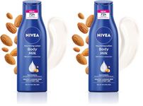 NIVEA Nourishing Body Milk 120ml Body Lotion with Deep Moisture Serum | 48 H Moisturization | With 2X Almond Oil | Smooth and Healthy Looking Skin |For Very Dry Skin (Pack of 2)