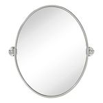 TEHOME Oval Brushed Nickel Metal Pivot Bathroom Vanity Mirror Tilting Vanity Mirrors for Wall 19x24''