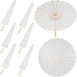 Haundry 33 Inches Paper Parasol Umbrella, Decorative White Paper Umbrellas for Weddings, DIY Oiled Paper Painting Umbrellas Crafts for Bridal Party Decor Photography Prop, 12 Pack