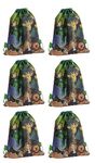 AMANVANI Jungle Animal Drawstring Sack Bags For Kids (6 Pieces) Haversack Bags For Return Gift Printed Gift Bags For Gifting, Dori Bags For Kids Drawstring Bag String Bags