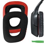 Geekria Comfort Replacement Ear Pads for Logitech G35, G430, G432, G332, G930, F450 Headphones Ear Cushions, Headset Earpads, Ear Cups Cover Repair Parts (Black Red)