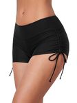 MiYang Swim Shorts Woman Bikini Bottoms Adjustable Tie Swimming Beach Boyshorts Black Small