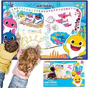 Horizon Group USA Baby Shark Water Drawing Mat, Includes Reusable 40-Inch Water Drawing Mat, Refillable Water Brush & Pens, Stencils, Mess-Free Water Art for Toddlers, Age 3+