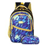 THE CLOWNFISH Brainbox Series Printed Polyester 30 L School Backpack With Pencil/Front Cross Zip Pocket Daypack Picnic Bag For School Going Boys & Girls Age 8-10 Years (Light Blue)