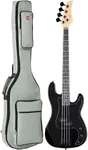 Best Choice Products Full Size Beginner 4-String Electric Bass Guitar, Wooden PB-Style Bass Starter Set w/Padded Carrying Case - Black/Black