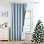 Pinch Pleated Blackout Curtain Panels with Full Blackout Liner Linen Texture Window Treatment Sets with Back Tab for Living Room Bedroom Thermal Insulated Drape with 12 Hooks, 60"x90"x1, Dusty Blue