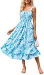 GRACE KARIN Women's 2025 Summer Floral Boho Dress Square Neck Strapped Swing A Line Sundress Beach Long Maxi OutfitsBlue Ripple 2XL