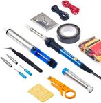 Soldering Iron Kit Electronics, Soldering Iron 60W Adjustable Temperature, Solder Wire, Wire Stripper, Desoldering Pump, Tweezers, Solder Tips, Mini Stand, Screwdrivers, Heatshrink Tubes from Plusivo