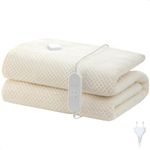Lifelong AGK Electric Under Blanket for Double Bed (180 x 140 cm) | Soft Fleece | Safe Heating Blanket Bed Warmer | 1-9 Temp & 1-9 hrs Timer | Detachable & Washable | Heats After You Sleep/Sit Over It