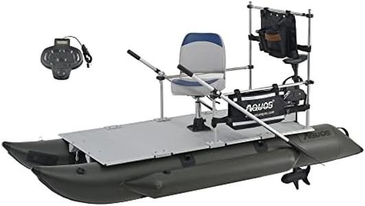 AQUOS Heavy-Duty for One 10.2plus ft Inflatable Pontoon Boat with Stainless Steel Guard,Folding Seat,Haswing Remote 12V 55LBS Transom Trolling Motor with Foot Control