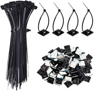 100 Pezzi Fascette Plastica per Cablaggio 150 mm x 2,5 mm Nere +100 Pezzi 20 mm Supporto Autoadesivo Nero, Cable Management, Autobloccanti Fascette Stringicavo per Ufficio e Casa, Nero
