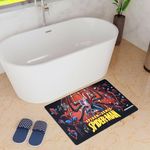 Kuber Industries Pack of 6 Marvel Spiderman Bathmat | Anti Skid Door Mat | Super Absorbent Bath Mat | Rubber Floor Mat for Home | Quick-Drying Non-Slip Floor Mat | HY022 |Black & Blue