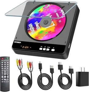 Portable DVD Player, All Region Free DVD Player with 1080P HDMI Upscaling for Smart TV, Compact Mini DVD Player with HDMI & AV Output, USB Playback, Anti-Shock, Remote Included