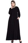 NAZNEEN Women's Maxi A-Line Dress (ILS-504-L_Black_L)