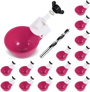 psarnuk Chicken Waterer Cups (16 Pack/Purplish Red) - DIY Automatic Large Chicken Water Feeder for Ducks Quail and Various Poultry Dispenser with Matching Drill, Double Rubber Ring, Not Leaking Wate