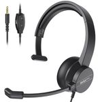 EKSA H15 Headset with Microphone for Laptop, PC Headset with Mic Noise Cancelling, 3.5mm Cable, in-Line Volume Control & Mute, Wired Computer Headphones for Office/Teams/Zooms/Home/Call Center