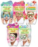 7th Heaven Moisturising Face Masks Skincare Set - 3 x Peel Off Face Masks, 1 x Pink Rose Clay Face Mask and 1 x Strawberry Cream Hydrating Mask - Gift Set Ideal for Pamper Parties