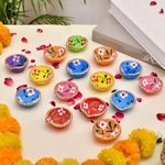 STLYZ Colourful Handmade Diyas for Diwali Hand Painted Decorative Clay Mitti Diya Deepak Lanterns for Diwali Decoration (Pack of 4)