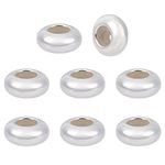 BENECREAT 8pcs Stopper Beads 925 Sterling Silver Spacer Bead 6mm Clip Stopper Charms Rondelle Bead with Silica Gel for DIY Bracelet Necklace Jewelry Making Accessorie