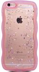 Qokey for iPhone 6S Case,iPhone 6 Case 4.7",Curly Wavy Design Transparent Bling Glitter Star Shiny Case Cute Clear Transparent Full Protection Soft TPU Shockproof Phone Cover for Women Girls,Pink