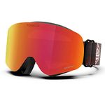 TOREGE Ski Goggles Anti Fog Dual-Layer UV Protection Snowboard Goggles OTG Snow Goggles for Men Women TG06 (Matte Black Frame & Revo Red Lens)