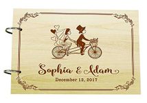 Personalised Wooden Guest Book Couple On Cycle Wedding Engraved Advice Book Custom Scrapbook