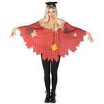 Spooktacular Creations Halloween Adult Checked Scary Scarecrow Poncho Costume with Patch and Headband Deluxe set for Women