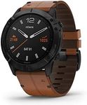 Garmin Fenix 6X Sapphire Edition Carbon Black DLC Chesnut Leather Strap Watch 010-02157-14