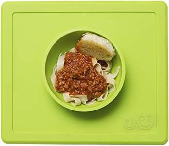 ezpz Happy Bowl (Lime) - 100% Silicone Suction Bowl with Built-in Placemat for Toddlers + Preschoolers – Dishwasher Safe