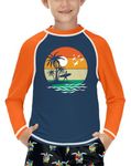 Boys Long Sleeve Rash Vest Sun Protection UPF 50+ Quick Drying Swim Tops Sunset Orange 11-12 Years