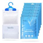 Sterlix 6 Pack Hanging Wardrobe Dehumidifier Bags with Moisture Trap Crystals - Prevent Damp, Mould, Mildew & Condensation - Perfect for Wardrobes, Closets, Bookcases & Small Rooms