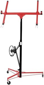 11 ft Drywall Panel Hoist Jack Lifter with Caster Wheels, 150 lbs Capacity, Red and Black